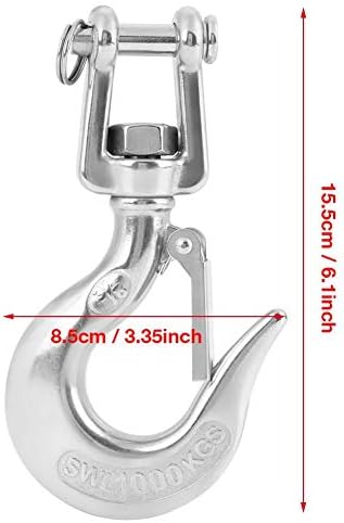 Safety Hook, 304 Stainless Steel Swivel Lifting Hook Steel Eye Hook with Rigging Accessory (1000kg) - Image 3