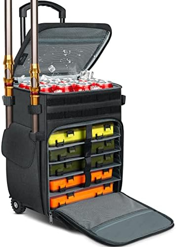 MATEIN Rolling Tackle Box with Cooler, Large Fishing Backpack with Wheels by MATEIN