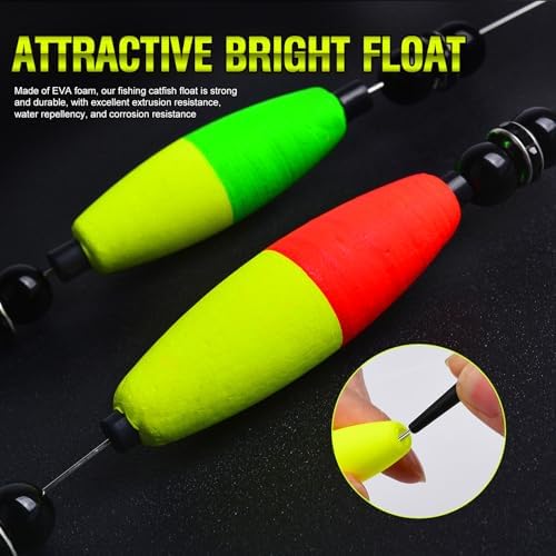 PROBEROS Catfish Fishing Rigs - Bank Fishing Set with 5pcs/Set, 6/0, 8/0, 10/0 Circle Hooks Circle Hooks, High Visibility, Ready to Use Catfish Rigs - Image 5