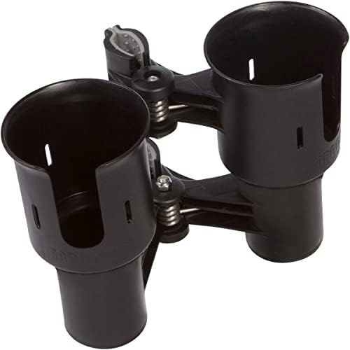 ROBOCUP, (Black), Patented Clamp On Boat Cup Holder |Multifunction Dual Drink Caddy for Fishing Poles, Tools, Net, Gaff |Portable Storage for Boating, Beach, Umbrellas, Golf Carts, Strollers - Image 3