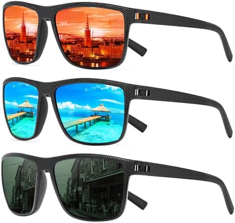 Square Polarized Sunglasses for Men and Women Lightweight Frame Sun Glasses with UV Protection by TURBOPEP