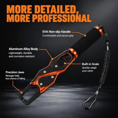 2-in-1 Fish Lip Gripper with Scale, 60LB Fish Scale, 360° Rotating Handle - Image 4