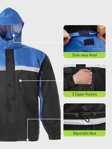Men's Rain Suit High Visibility Reflective Work Rain Jacket Pants for All Sport Farm Fishing Motorcycle - Image 5