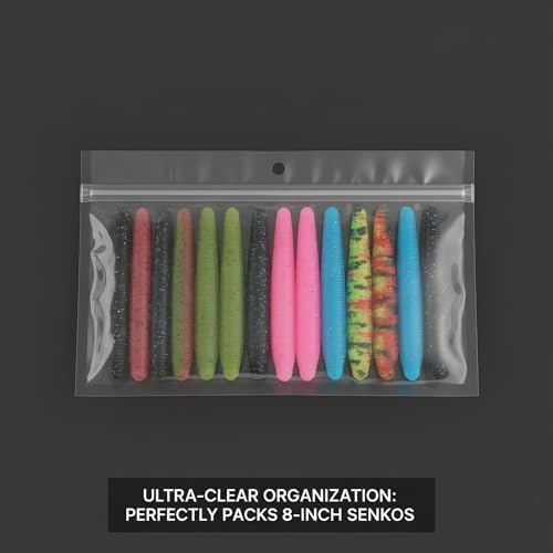 100 Pack Soft Plastic Baits Bags 8.8"x5.5" | Heavy-Duty Clear Lock Zipper Lure Packaging Bags - Leakproof Double-Sealed Zipper Storage for Soft Plastic Lures & Fishing Gear | Multiple Sizes - Image 2