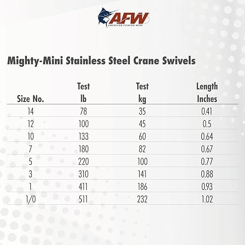 AFW American Fishing Wire Fishing Swivels - Mighty Mini 100% Stainless Steel Crane Swivels, 3X Stronger Than Brass, for Terminal Tackle Box, Up to 600lb Test - Fishing Gear for Fishing Line Leaders - Image 4