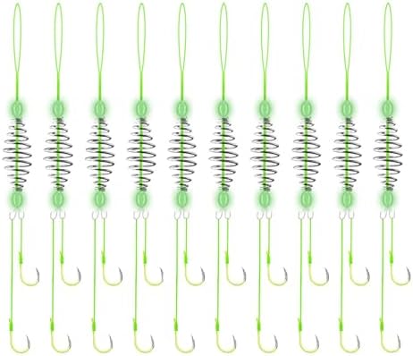 Carp Fishing Hair Rigs Equipment, 10pcs Bait Cage Trap Fishing Hooks with Spring Feeder by Mimilure