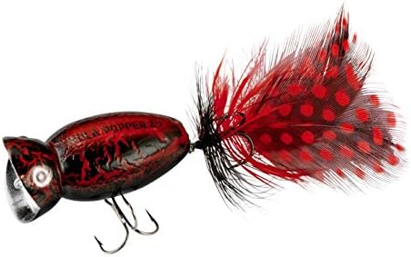 Arbogast Hula Popper 2.0 Topwater Fishing Lure with Feathered Treble Hook and Crackle Pattern Body - Image 2