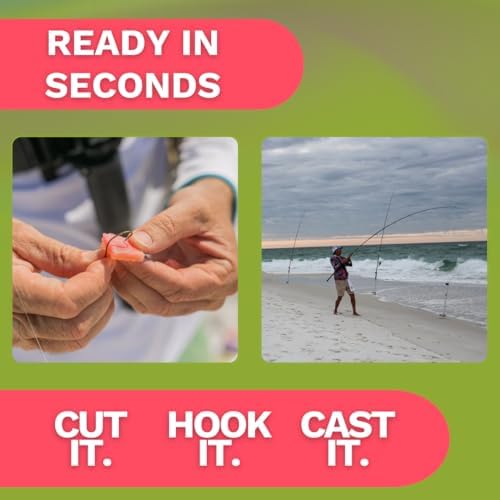 FishGum Surf Fishing Bait Strips for Saltwater Beach Fishing – Real Shrimp, Crab, Clam & Sand Flea Infused Scent – Artificial Cut Bait for Pompano, Redfish & Flounder - Image 4