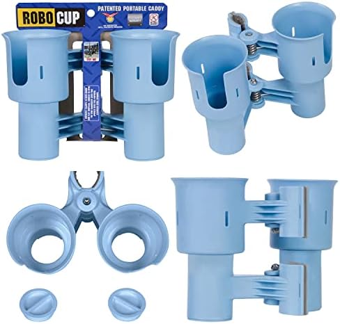 ROBOCUP, Light Blue EZ-Spring, Updated Version, Best Cup Holder for Drinks, Fishing Rod/Pole, Boat, Beach Chair, Golf Cart, Wheelchair, Walker, Drum Sticks, Microphone Stand by RoboCup