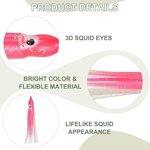 Fishing Squid Skirts, Glow Soft Plastic Trolling Lures Luminous -Fitting for (Bass/Trout/Salmon/Saltwater/Fishing Bait) - Image 3
