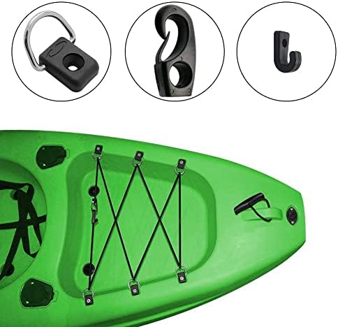 CLIO Kayak Deck Rigging Kit 8 Feet Bungee Cord with Bungee Cord Ends Hooks and Fishing D-Ring with 304 M6 Screw and 6 J-Hooks for Kayak Boat Canoe Outfitting Fishing Camping Kit - Image 7