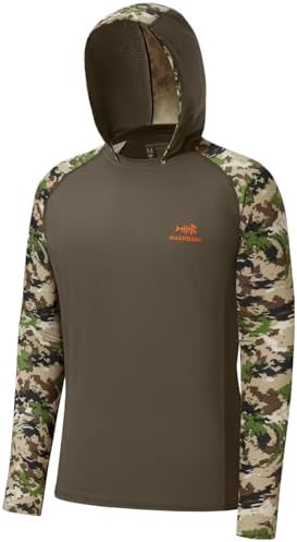 BASSDASH Men’s UPF 50 Performance Fishing Shirt Cooling Hoodie Camo Long Sleeve FS17M by Bassdash