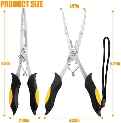 Hikary Long Nose Fishing Pliers,Ice Fishing Gear,Stainless Steel Hook Remover Braid Cutter Rustproof Fishing Multi-Tools Fishing Gripper for Freshwater Saltwater - Image 3
