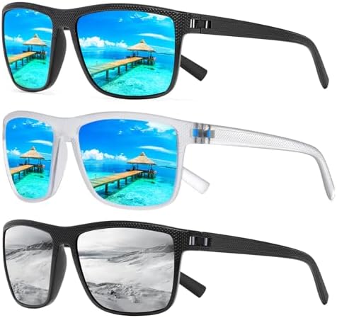 Square Polarized Sunglasses for Men and Women Lightweight Frame Sun Glasses with UV Protection by TURBOPEP
