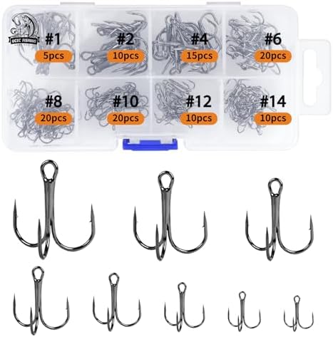 UCEC Fishing Hooks Treble Hooks for Trout Saltwater Freshwater Fish Hook by UCEC