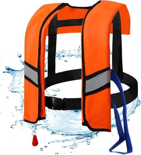 2-Pcs Automatic Inflatable Life Jacket,Adjustable Nylon Swim Vest with CO2 Inflation, Reflective Strips & Safety Buckle,Gas Cylinders Not Included. - Image 2