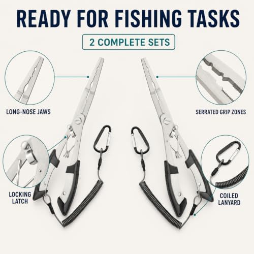 HAMMER IRON ALLEY 2PCS Stainless Steel Fishing Pliers with Lanyard, HIA Needle Nose Pliers Fishing Hook Remover, Great for Saltwater and Freshwater - Image 6