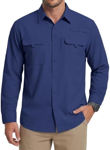WULFUL Men's Sun Protection Fishing Shirts UPF 50+ Lightweight Quick Dry Cooling Long Sleeve Shirts for Work Hiking Safari by WULFUL