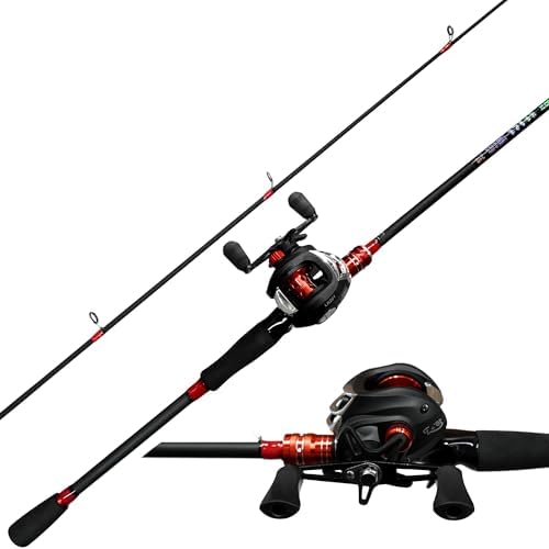 Kilitn Fishing Rod and Reel Combo, Baitcasting Combo Baitcast Reel, 6 Foot 7 Foot 2-Piece, Durable Fiberglass Wrapped Carbon Fiber Rod with Comfortable EVA Handle by Kilitn