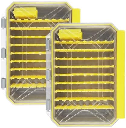 Aventik Bladed Jig Box Bearded Lures & Tackle Accessories Multiple Lure Organizer Case 8” x 6” x 1.6”(2, Lure Box Yellow) by AVENTIK