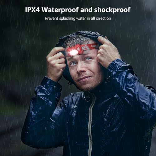 Lepro Rechargeable LED Headlamp Bright Waterproof Headlight 6 Modes - Red - Image 6