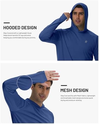Runhit UPF 50+ Fishing Shirts for Men Long Sleeve Sun Protection Hoodie Lightweight Outdoor Workout Hiking Running Rash Guard - Image 3