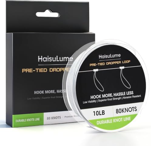 Pre-Tied Dropper Loop Knots Fishing Line, 80 Knots Monofilament Leader with 5.5" Loop Diameter & 18" Spacing, Saltwater & Freshwater Fishing Knots Line for Sea Bass, Snapper, Cod by Unknown