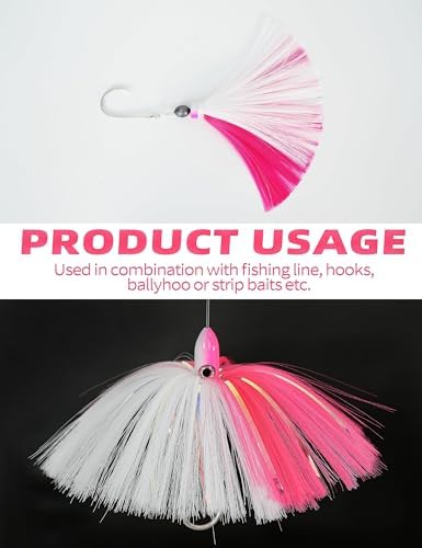 BLUEWING Sea Trolling Lures with Lead Head Saltwater Fishing Witches Big Game Ballyhoo Skirt for Tuna, Wahoo, Sailfish, Mahi Mahi 1oz, 2oz, 4oz, 6oz, 8oz - Image 6