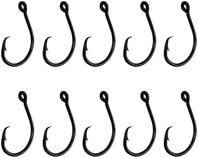 10PCS High-Carbon Steel Circle Hooks Barbed Fishing Hooks with Holes, Freshwater and Saltwater Fishing Hooks for Tuna, Catfish, Bass by HSYMQ