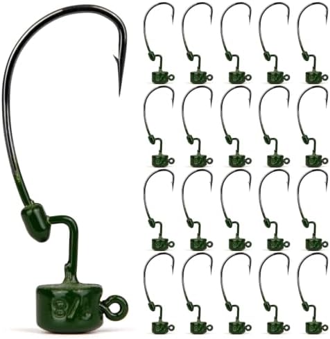 20Pack Weedless Ned Rig Jig Heads with Molded Bait Keeper for Bass Fishing by OJYDOIIIY