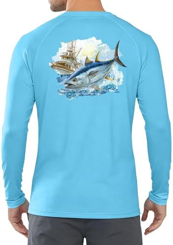 Men's UPF 50+ Sun Fishing Shirt, Long Sleeve UV Protection Tee, Quick Dry Rash Guard for Outdoor Swim Hiking - Image 3