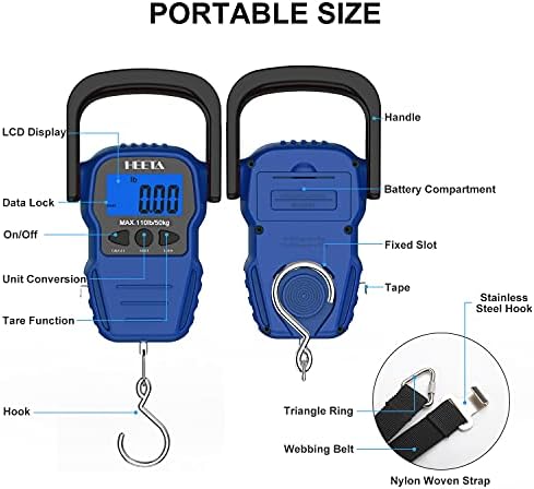 HEETA Fish Scale Digital Fishing Luggage Weight Scale with Measuring Tape - Image 3