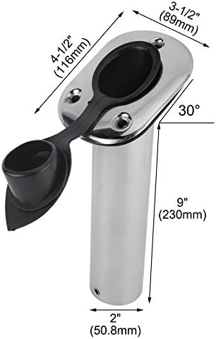 YaeMarine 4Pcs Stainless Steel Rod Holders with Rubber Cap, Liner, Gasket - Image 3
