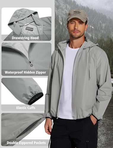 COOFANDY Men's Light Rain Jacket Packable Waterproof Raincoat Windbreaker - Image 4