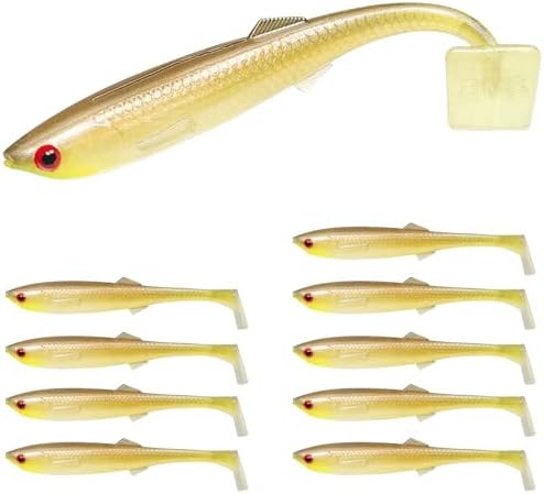 TRUSCEND Shadtale Easy Catch Soft Fishing Lures with BKK Hooks - Trembly Sinking and Vibrating Swim for More Bites, Pre-Rigged Swimbaits for Bass, Trout, Crappie, Walleye, Freshwater Saltwater Fishing by TRUSCEND