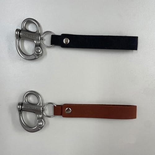 SCBA Mask Quick Release Shackle with Leather Handle for Firefighter, Marine Grade 316 Stainless Steel Fixed Snap Shackle Lanyard - Image 4