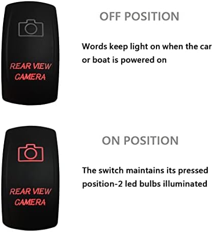 12V 24V RED Led Rear View Camera Rocker Switch with Wires 5 PIN ON-Off Toggle Switch for Car Boat Trailer Jeep Van Lorry Travel Trailer Camper - Image 5