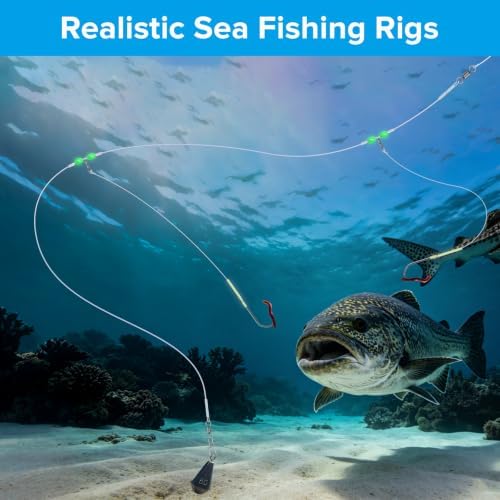 Realure 5 Pack Pre-Tied High-Low Surf Fishing Rigs, 3 Sizes 1/0#-3/0# Double Hook Bottom Rig, Hand Tied Saltwater Tackle for Flounder, Cod, Striped Bass, Whiting, Redfish Pier Surf Casting - Image 3