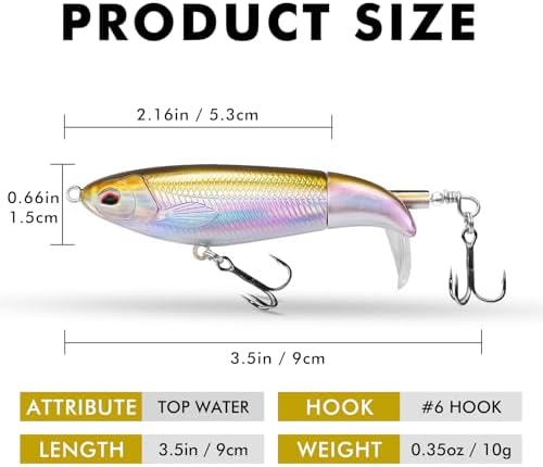 TRUSCEND Top Water Fishing Lures with BKK Hooks, Easy Catch Plopper Lure for Freshwater or Saltwater, Floating Lures for Bass, Pike, Catfish, Surface Wobble PoPobait Bass Baits Fishing Gifts for Men - Image 4