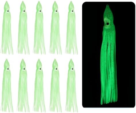 Fishing Squid Skirts, Glow Soft Plastic Trolling Lures Luminous -Fitting for (Bass/Trout/Salmon/Saltwater/Fishing Bait) by YELARXI