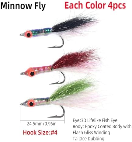 Fly Fishing Lures 22pcs/Box Fly Fishing Flies Kit 3D Fish Eye Epoxy Minnow Saltwater Streamer Bonefish Trout - Image 6