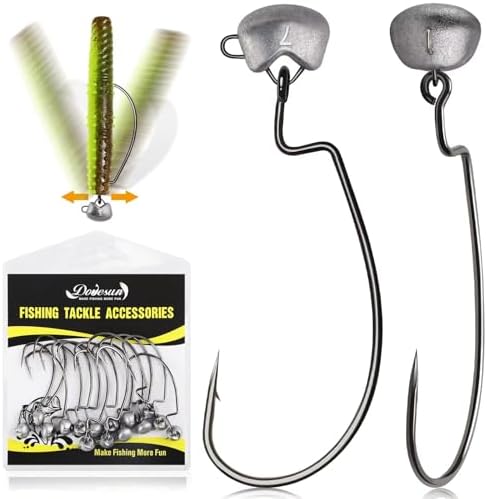 Dovesun Ned Rig Jig Heads Weedless Jig Head for Bass Fishing Swimbait Jig Head Shaky Ned Rig Hooks Saltwater Freshwater 15PCS 1/0 2/0 3/0 by Dovesun