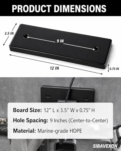 2 Pack Boat Transducer Mounting Boards, Black, 12x3.5x0.75 in, 9 in Spacing - Image 2
