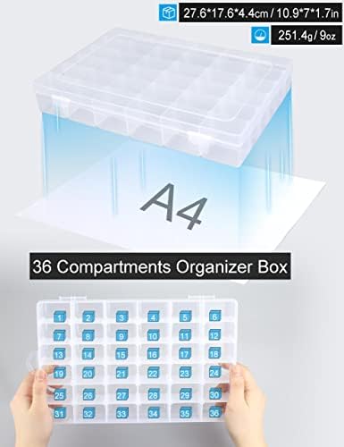 Hlotmeky Bead Organizer 36 Grids 4 Pack Clear Plastic Parts Organizer Box 3600 Tackle Box Craft Storage Compartment Divided Container - Image 4