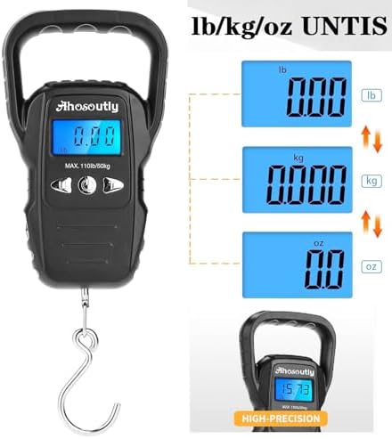 Fish Scale,110lb/50kg Large Handle,Large Backlit LCD Display,Digital Fish Scale with Built-in Measuring Tape, Fishing Gifts for Men,Black… - Image 4