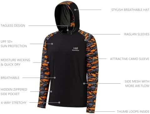 BASSDASH Men’s UPF 50 Performance Fishing Shirt Cooling Hoodie Camo Long Sleeve FS17M - Image 4