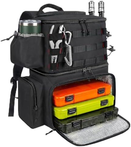 MATEIN Fishing Backpack, Tackle Storage Bag with Rod Holders & Cooler by MATEIN