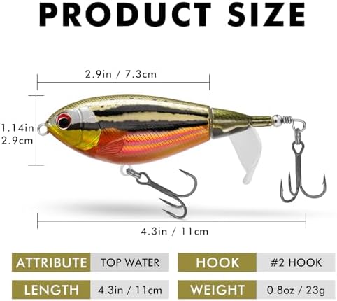TRUSCEND Top Water Fishing Lures with BKK Hooks, Easy Catch Plopper Lure for Freshwater or Saltwater, Floating Lures for Bass, Pike, Catfish, Surface Wobble PoPobait Bass Baits Fishing Gifts for Men - Image 6