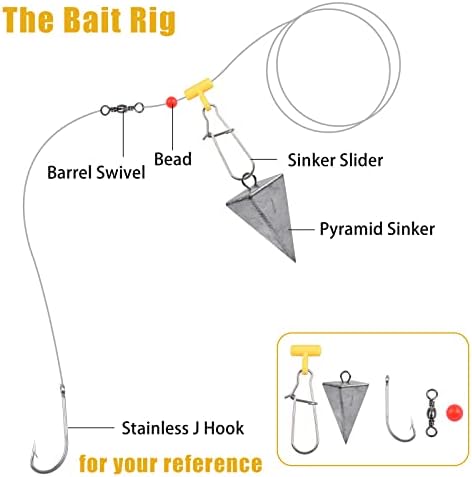 Saltwater Fishing Tackle Kit, 136pcs Surf Fishing Gear Fish Finder Rigs Saltwater Fishing Lures Crankbait Spoon Pyramid Sinker Fishing Hooks Leaders Swivels Ocean Fishing Tackle Accessories - Image 6