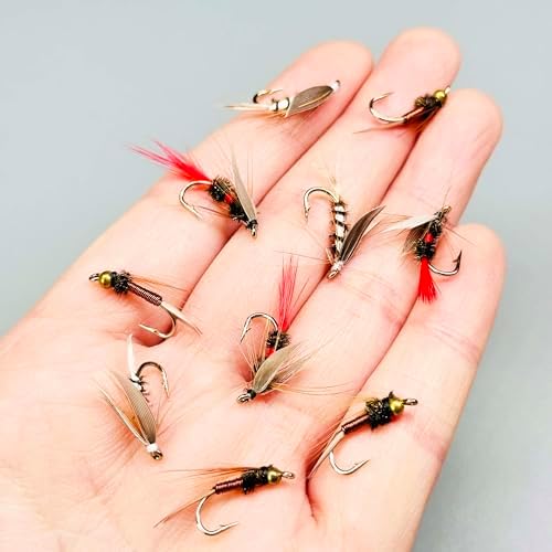 9Pc Fishing Wet Flies Bionics Worms/Midges/Moths/Flies Artificial Insect Fly Fishing Bait Salmon Trout Bass Fishing Hook Fly Fishing Lure - Image 4